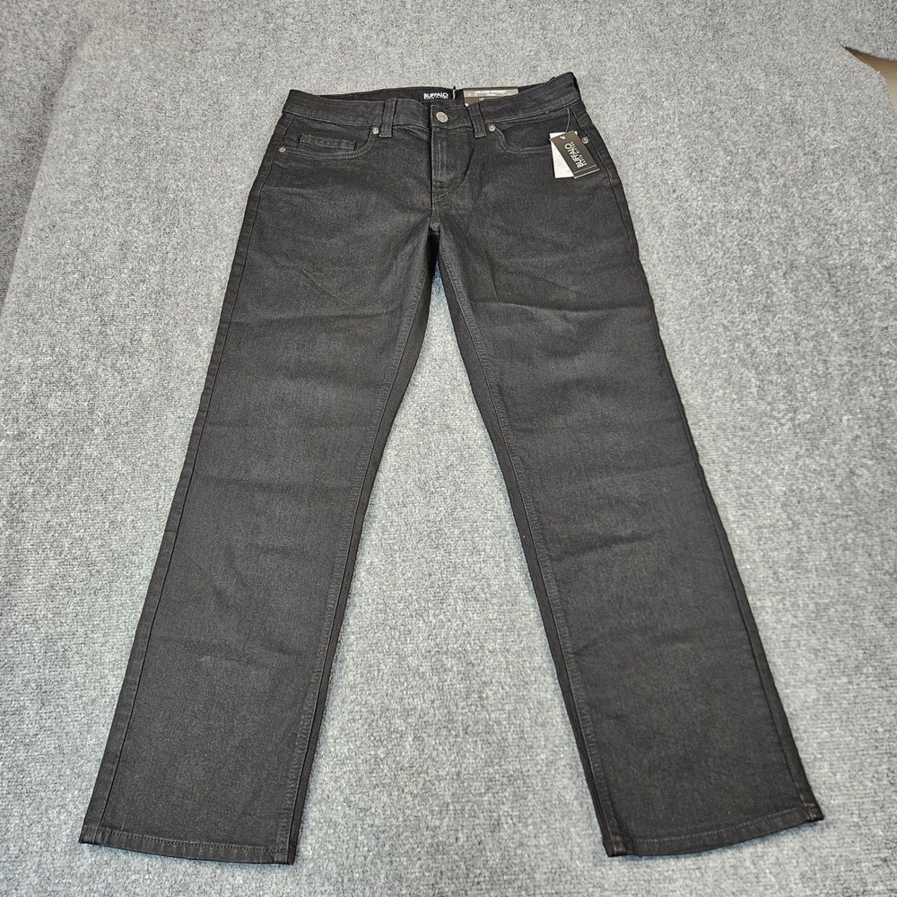 $109 Buffalo David Bitton Driven Relaxed Straight Jeans Black Rinse 33x30